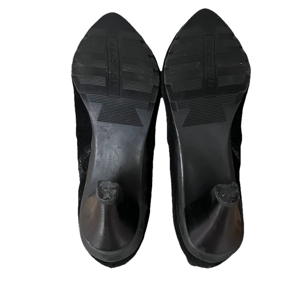 Kenneth Cole Reaction Hill N Spill Suede Ankle Booties Size 5 Black Heeled Moto - Picture 8 of 11